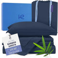Kickoff Viscose Bamboo Sheets Twin Size 3-pc 100% Organic Bamboo Viscose Bed Cooling Sheets Twin Size Set Cool Bedding for hot Sleepers Sheet Set - Gift Ready Packaging (Navy, T) by KickoffHome