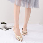 KUNWFNIX Women's Ballet Flats Foldable Classic Crown Rhinestone Slip On Bowknot PU Leather Faux Suede Pointed Toe Comfort Flat Casual Dress Shoes - Image 2