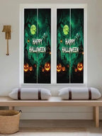 Window Privacy Film Frosted, Halloween Reusable Static Cling Window Tints, Green Spooky Pumpkin Ghost Moonlight Castle Heat Control Windows Films for Offices, Balcony, 29.5 x 118 Inches - Image 5