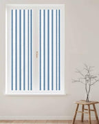 Window Privacy Film Frosted, Blue Striped Reusable Static Cling Window Tints, Farmhouse Vertical Stripes Geometric Heat Control Windows Films for Offices, Balcony, 29.5 x 118 Inches - Image 2