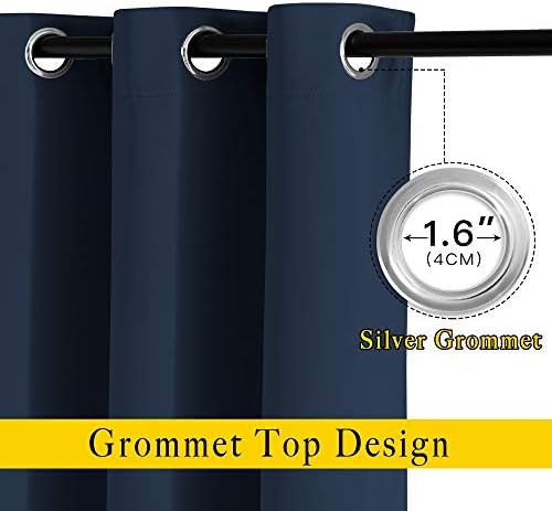 NICETOWN Blackout Curtain Panels 90 - Window Treatment Energy Saving Thermal Insulated Solid Grommet Blackout Drapes for Living Room (Navy, 1 Pair, 66 by 90-Inch) - Image 2