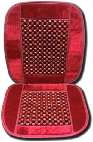 ALLBrand Natural Wooden Bead Car Seat Cushion - Comfortable Massaging Cushion for Office and Travel (Burgundy) - Image 4