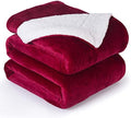 NANPIPER Bed Blanket Reversible Sherpa Flannel Blanket Super Soft Fuzzy Plush Fleece Microfiber (90"x90" Wine Red) Queen by NANPIPER