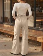 TARSE Womens Wide Leg Lounge Pant Baggy Flare Elastic Waist Sweatpants - Image 2