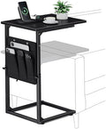 Vagusicc C-Shaped End Table, Small Side Table for Couch, Sofa Table Adjustable Height End Tables Living Room, Bedside Slide Under Couch Table for Sofa, TV Tray Table with Metal Frame for Bedroom,Black by Vagusicc