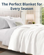 LANE LINEN Twin Blanket, 100% Cotton, 300 GSM, Waffle Textured - White - Image 2