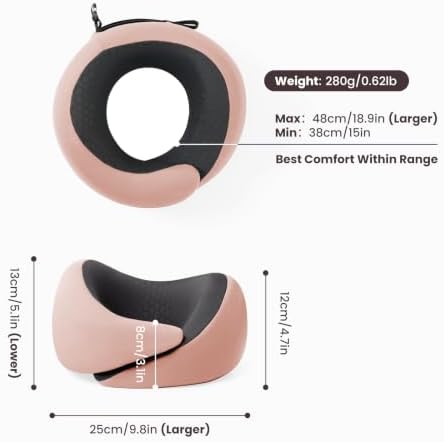 Dream Valley Neck Travel Pillow, Memory Foam,Cooling, Light Pink,L - Image 2