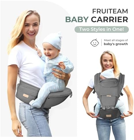 FRUITEAM Safety-Certified Baby Carrier with Hip Seat Newborn to Toddler - Image 5