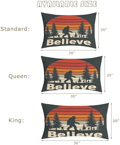 Bigfoot Pillowcases King Size Set of 2 - Sasquatch Pillow Cases with Envelope Closure, Boys Retro 70s Decorative Pillow Covers for Bed Couch, Soft Breathable Microfiber - Image 7