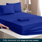 Mocassi Queen Size 4-Piece Bed Sheet Set - 1800 Premium Hotel Quality Microfiber 18-24 Inches Extra Deep Pocket Fitted Sheet- Luxury Soft, Breathable, Wrinkle, and Fade Resistant, Imperial Blue - Image 4