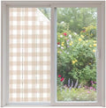 Window Privacy Film Frosted, Farmhouse Plaid Non-Adhesive Static Cling Window Tint, Cream Classic Buffalo Check Rustic Insulated Windows Frosted Films for Living Room, 35.4 x 78.7 Inches by Unknown