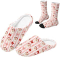 Jeiento Winter Fuzzy Slipper and Crew Socks for Women,Adult Slip-on Close Toe House Slipper,Flat Comfort home Slides by Jeiento