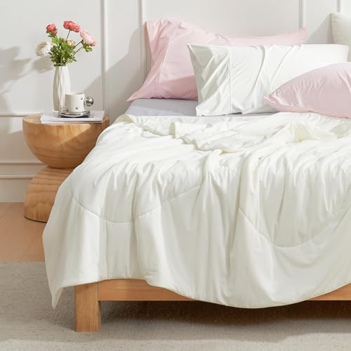 Cozy Bliss Cooling Comforter California King Size, Oversized Cooling Blanket for Hot Sleepers and Night Sweats, Cream Summer Comforter for Cal King Bed, Breathable Soft Lightweight Silk Smooth - Image 7