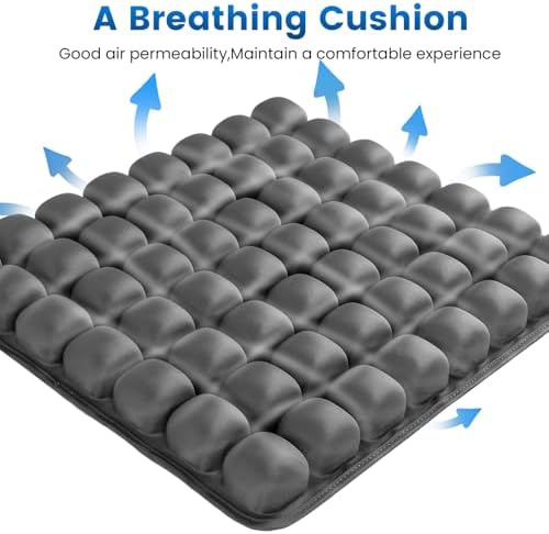 Travel Seat Cushion for Airplane, 56 Bubbles Portable Air Seat Cushions, Coccyx Tailbone Pain Relief Chair Pad, Inflatable Cushion for Office Chair, Wheelchair, Camping, Home Living (Grey) - Image 6
