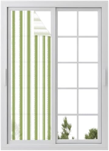 Window Privacy Film Frosted, Sage Green Striped Reusable Static Cling Window Tints, Farmhouse Vertical Stripes Geometric Heat Control Windows Films for Offices, Balcony, 29.5 x 118 Inches by Unknown