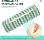 Bolster Pillows for Bed Cylinder Neck Roll Pillow Decorative Round Pillow Covers Cylinder Pillow Long Neckroll Decorative Pillows LightGreen Stripe - Image 4
