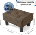 BRIAN & DANY Small Foot Stool, Linen Foot Stools with Legs, Stable Small Footstool for Living Room, Dark Brown - Image 3