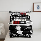 Castle Fairy Deer Antlers Comforter Set King Size,Bear Pine Wolf Hunting Camper Bedding Set All Season Quilt Set,Adventure Rustic Farmhouse Red Plaid Microfiber Polyester Down Comforter - Image 5