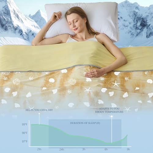 Cooling Blanket Queen Size (90"x90"), Double Sided Ice Cold Blanket for Hot Sleepers, Transfer Heat to Keep Cool, Soft Lightweight for Night Sweats, Bed & Couch, Ocean Design - Image 5