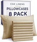 Standard Pillow Cases - 8 Pack Soft Pillowcase Covers - 20" x 26" (Beige) by CGKUnlimited