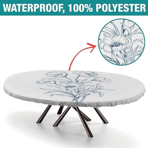 Table Cloth Oval, Plaid Pattern Printed on Elastic Table Cover, for Parties & Celebrations Holiday Dinners, Fits for 52" x 70" Oval Tables - Image 2