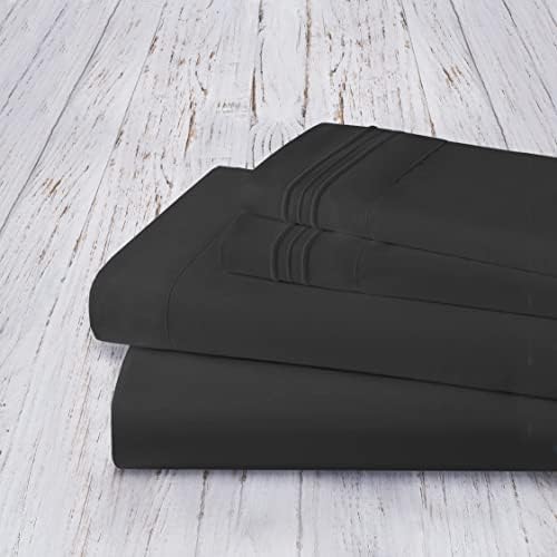 Mocassi Twin Sheet Set - Luxury Hotel 1800 Premier Bedding Sheets & Pillowcases - Ultra Soft Breathable & Cooling Bed Sheets - Deep Pocket - Wrinkle Resistant - 4 Piece Set - Twin, Black - Image 4