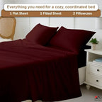 ARlinen RV Bunk Sheet Set, 34x75, 4 Piece Egyptian Cotton, Burgundy - Image 5