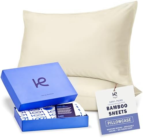 Kickoff Viscose Bamboo Pillowcase, King, Set of 2, 100% Organic Hidden Zippered Viscose Bamboo Pillow Case King Size, Cooling Pillow Cover for Hot Sleepers (20"x40", Buttercream) by KickoffHome