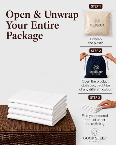 1000 TC King Pillowcases Set of 4 100% Egyptian Cotton Pillow Cases - Image 2