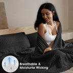 PHF Lightweight 100% Cotton Waffle Blanket for Bed, King, Black - Image 3
