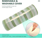 Bolster Pillows for Bed Cylinder Neck Roll Pillow Round Pillow Cases Long Cylinder Pillow Memory Foam Back Support LightGreen Stripe - Image 4