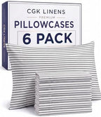 King Pillow Cases - 6 Pack Pillowcase Covers - 20" x 40" (Grey Stripes) by CGKUnlimited