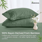 GOKOTTA Pillow Cases Queen Size Set of 2, Cooling Pillowcases for Hot Sleepers, 100% Rayon Derived from Bamboo Envelope Soft Pillowcases (Green) - Image 4
