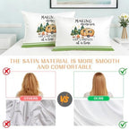 Camping Satin Pillowcases King Size Set of 2 Cooling Fall Summer Nature Forest Car Tree Moon Silk Pillow Cases for Hair and Skin Smooth Soft Zippered Throw Pillow Covers for Women Men 20"x36" - Image 5