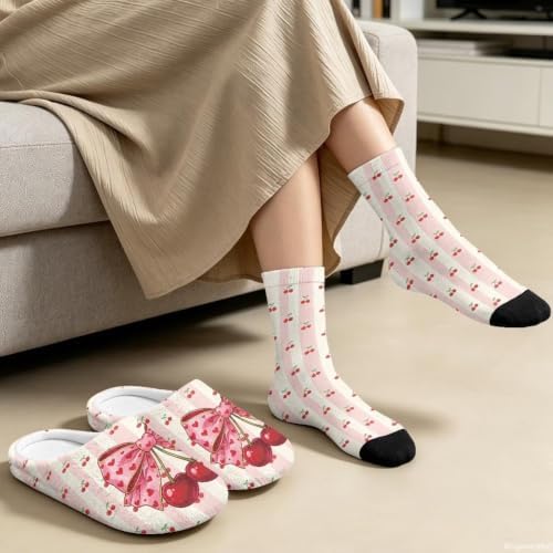 Fuzzy Slipper with Socks for Women Slip On House Slipper and Socks Set Cozy Fuzzy Slippers for Indoor - Image 4