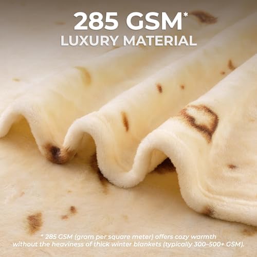 Zulay Kitchen Giant Double Sided Tortilla Blanket with Tinfoil Packaging - Novelty Blanket for Adults & Kids - Soft Flannel Round Tortilla Blanket for Indoors, Outdoors, Home 285 GSM - 71 Inches - Image 4