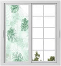 Window Privacy Film Frosted, Mint Green Palm Trees Tropical Static Cling Door Window Covering, Summer Beach Botanical UV Blocking Windows Film for Office, Hotel, Bedroom, 29.5 x 78.7 Inches by Unknown