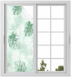 Window Privacy Film Frosted, Mint Green Palm Trees Tropical Static Cling Door Window Covering, Summer Beach Botanical UV Blocking Windows Film for Office, Hotel, Bedroom, 29.5 x 78.7 Inches by Unknown