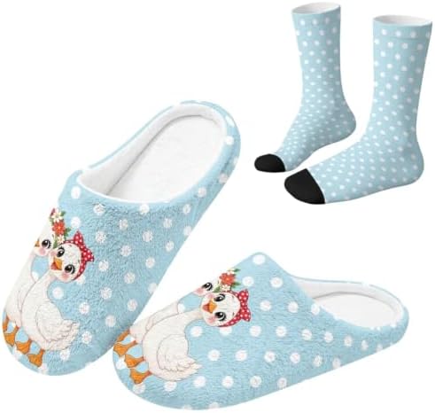House Slipper and Socks Set for Women Warm Comfy Fuzzy Slipper with Crew Socks Plush Fuzzy Slippers for Indoor by Baxinh