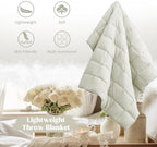 puredown® Soft Feather Down Throw Blanket Lightweight Packable Couch Throw for Indoor and Outdoor Use, Throw 50"X70", Ivory - Image 2