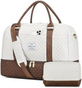 Weekender Bags for Women Travel Bag - Duffle Bag with Shoe Compartment Carry on Overnight Bag for Women Hospital Bags for Labor and Delivery 2Pcs Set Beige Brown by CAYINTOP