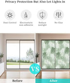 Window Privacy Film Frosted, Sage Green Palm Trees Tropical Static Cling Door Window Covering, Summer Beach Botanical UV Blocking Windows Film for Office, Hotel, Bedroom, 29.5 x 78.7 Inches - Image 6