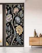 Window Privacy Film Frosted, Vintage Garden Flower Non-Adhesive Static Cling Window Tint, Rustic Floral Leaf Pastoral Black Insulated Windows Frosted Films for Living Room, 35.4 x 78.7 Inches - Image 5