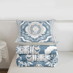 Erosebridal Light Blue White Floral King Comforter Set - Vintage Flower Bedding Set for Kids Adults | Boho Aesthetic Flowers Quilt | Farmhouse Cottage Bedroom Decor with 2 Pillowcases - Image 7