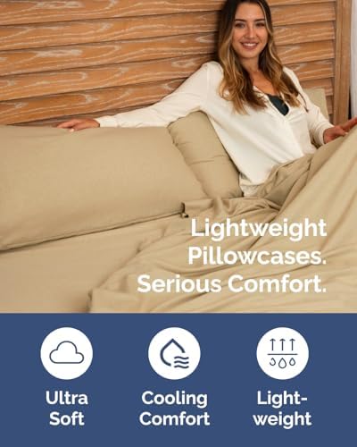 Queen Pillow Cases - 8 Pack Pillowcase Covers - 20" x 30" (Heathered Tan) - Image 3