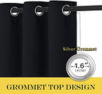 NICETOWN Wide Black Out Curtain for Boys Room, Grommet Blackout Thermal Insulated Window Treatment Room Darkening Sound Reducing for Bedroom/Nursery, Black, 1 Panel, W100 x L63 - Image 3