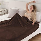 SOCHOW Flannel Fleece Blanket Queen Size, All Season Lightweight Super Soft Cozy Blanket for Bed or Couch, Brown 90inch X90'' - Image 5