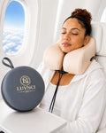 360° Travel Neck Pillow for Airplane – Memory Foam Travel Pillow with Head, Neck & Chin Support, Compact Airplane Pillow for Long Flights with Carrying Case by LUVNCI