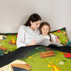 Erosebridal Campfire Comforter Set Camping Tent Toddler Bedding Sets for Boys Girls Kids Woodland Bonfire Comforter Cartoon Trees Stones Quilt Duvet 2 Pcs - Image 5