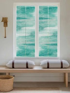 Window Privacy Film Frosted, Green Ombre Reusable Static Cling Window Tints, Modern Minimalist Abstract Gradient Art Heat Control Windows Films for Offices, Balcony, 29.5 x 118 Inches - Image 5